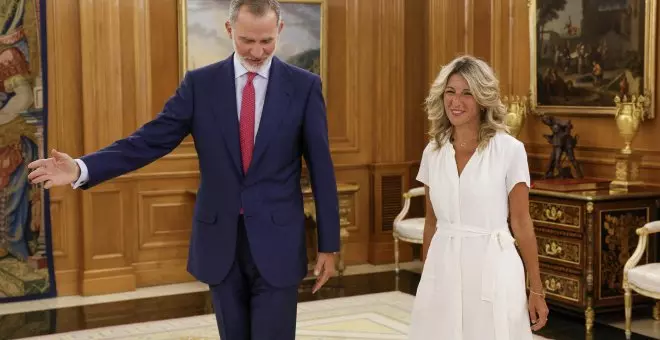 Yolanda Díaz defiende ante el rey "el único Gobierno posible" con PSOE y Sumar