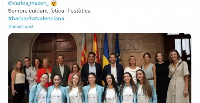 La polémica foto de la recepción de Mazón a la selección de gimnasia rítmica (que no es culpa del president)