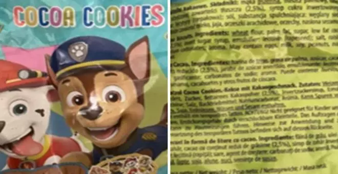 Alerta para los alérgicos a la leche y la soja: unas galletas de chocolate de la Patrulla Canina no tienen etiqueta en español