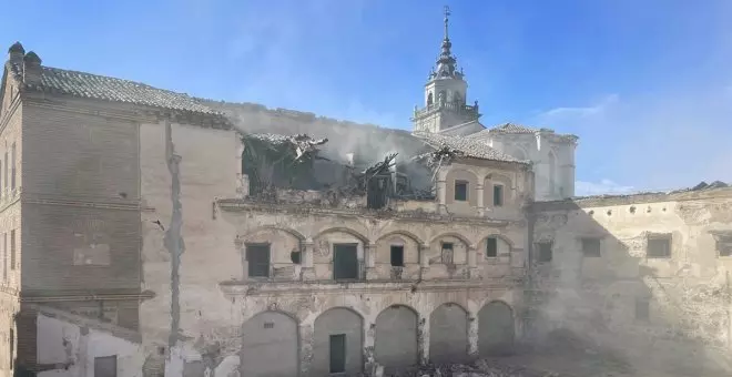 Colapsa la cubierta de la emblemática (y aún en ruinas) Casa de los Canónigos de Talavera a causa de la borrasca