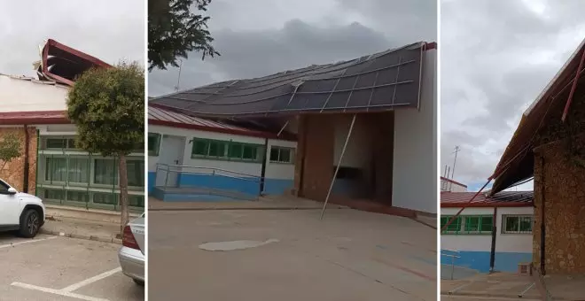 Los vientos huracanados arrancan parte del tejado de un colegio conquense obligando al traslado de los alumnos más pequeños