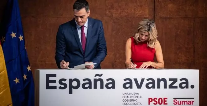 Pedro Sánchez y Yolanda Díaz firman un acuerdo de gobierno para "cuatro años más de progreso"