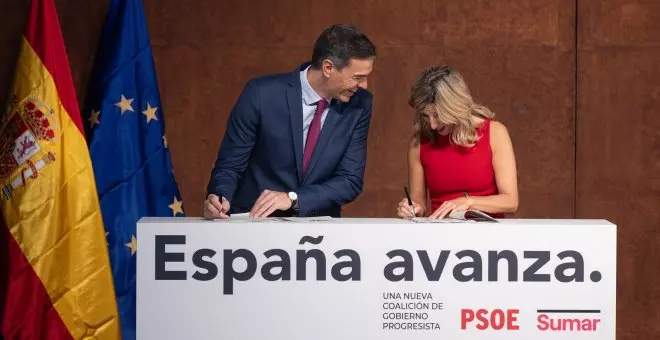 Sánchez y Díaz firman el pacto de Gobierno: "Es un acuerdo con la ciudadanía"