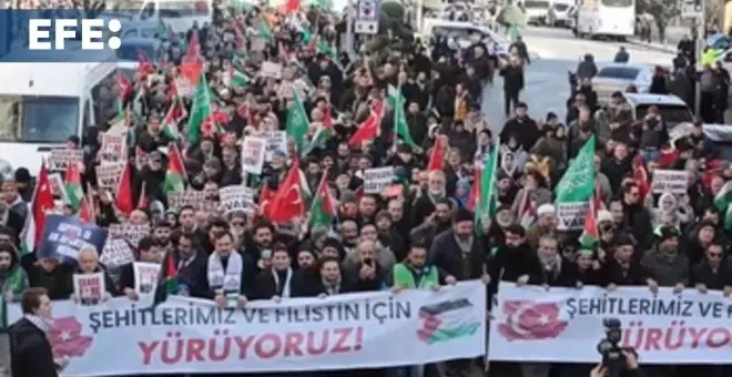 Manifestación en solidaridad con el pueblo palestino en Estambul
