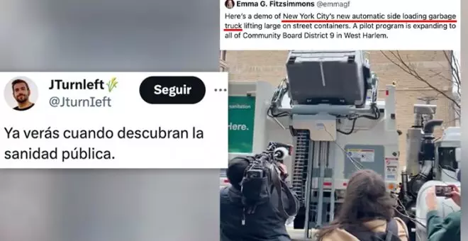 Los neoyorquinos descubren los camiones de la basura que tenemos aquí hace décadas: "Espera a que descubran las persianas"