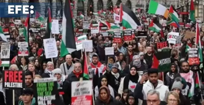 Manifestación multitudinaria en Londres para pedir un alto el fuego en Gaza