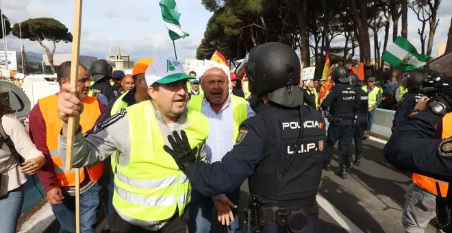 Agresiones a periodistas y pancartas machistas en las protestas de los agricultores en Madrid y La Rioja
