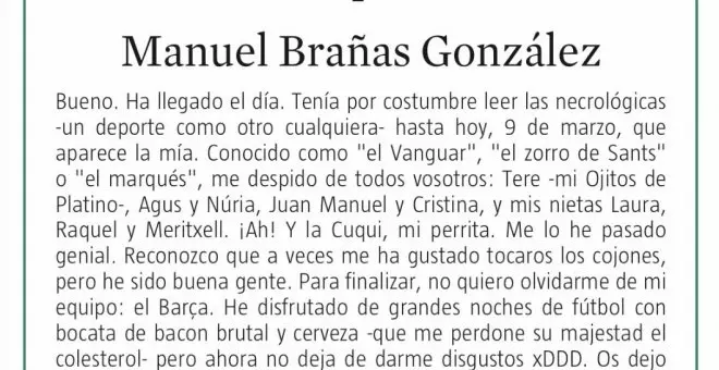 "Os dejo, que San Pedro me está reclamando para echar un dominó": la "brillante" esquela en un periódico