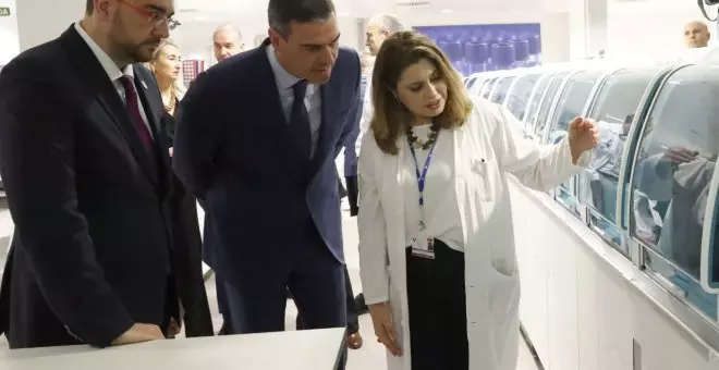 Visita sorpresa de Pedro Sánchez a Oviedo para anunciar la ampliación del cribado neonatal "hasta once dolencias"