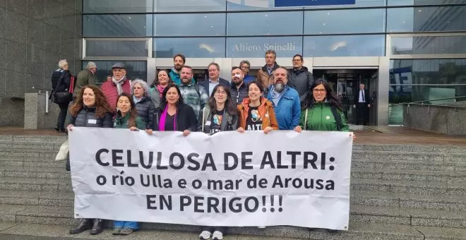 El BNG y los afectados por Altri reclaman en Bruselas que la UE no financie el proyecto de su fábrica de celulosa en Lugo