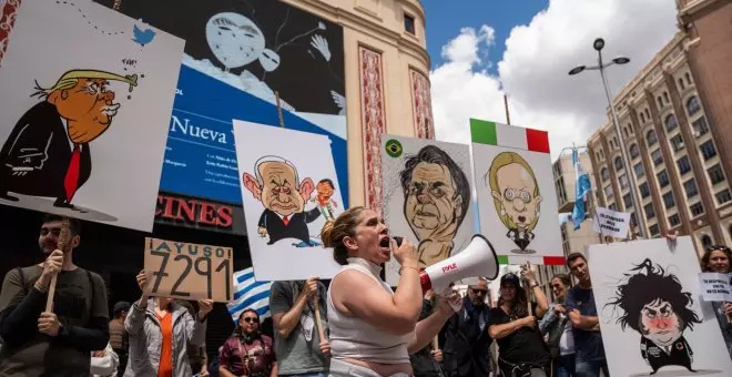 Unas 200 personas se manifiestan en Madrid contra Milei y el "cónclave fascista" de Vox