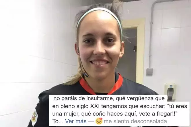 La joven árbitro Andrea Zarzuela y sus quejas contra los insultos machistas en Facebook.