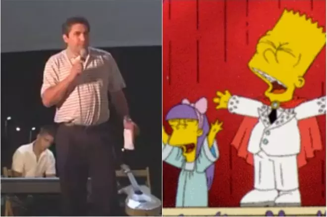 Juan José Cortés, su sermón homeopático y Bart Simpson.Juan José Cortés, su sermón homeopático y Bart Simpson.