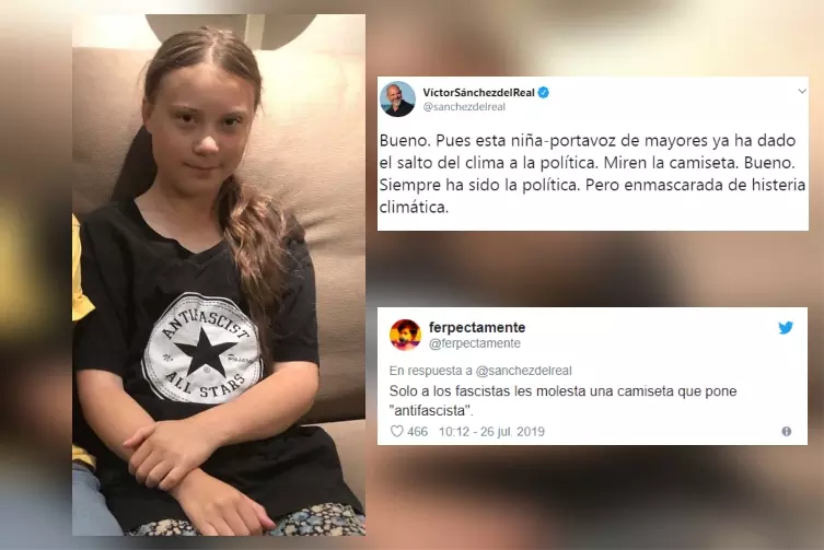 Las redes no dan crédito: Greta Thunberg se pone una camiseta antifascista y un diputado de Vox se indigna