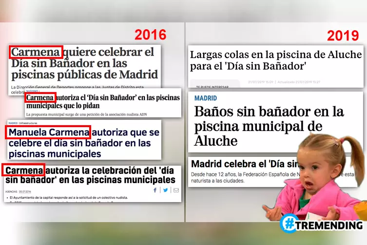 El Día sin Bañador o cómo la prensa cambia sus titulares antes y después de Carmena