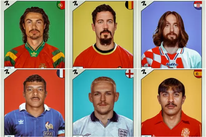 Imágenes de los jugadores de la Eurocopa en cromos retro. - OneFootball / TWITTER