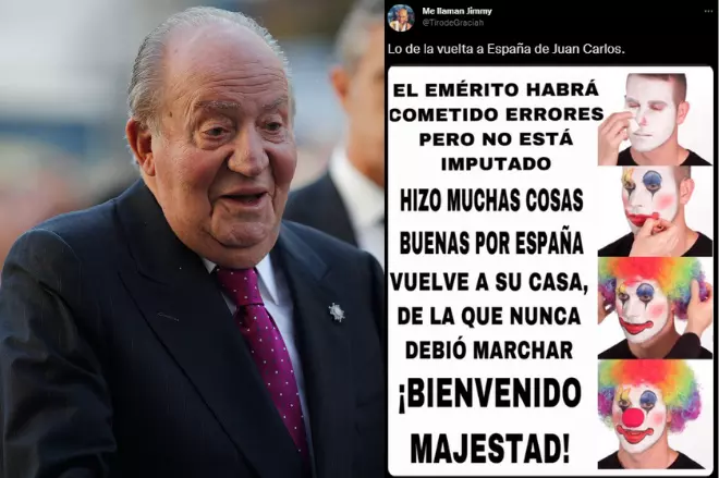 Imagen combinada del rey Juan Carlos y un tuit. — Eudardo Parra/Europa Press