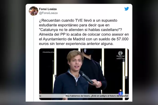 Críticas en Twitter por el nombramiento de Almeida de un joven sin experiencia para un puesto con un sueldo de más de 50.000 euros