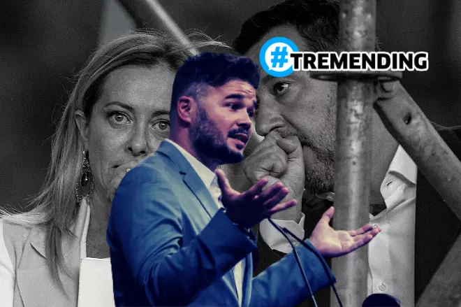 Imagen combinada de Gabriel Rufián y Giorgia Meloni y Matteo Salvini. - Europa Press / Tremending