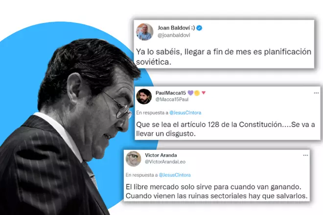 Imagen combinada de Antonio Garamendi y varios tuits. - Twitter/Europa Press