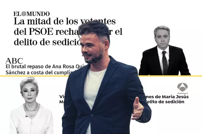 Imagen combinada de Gabriel Rufián, Vicente Vallés y Ana Rosa. — Europa Press/Twitter/Tremending