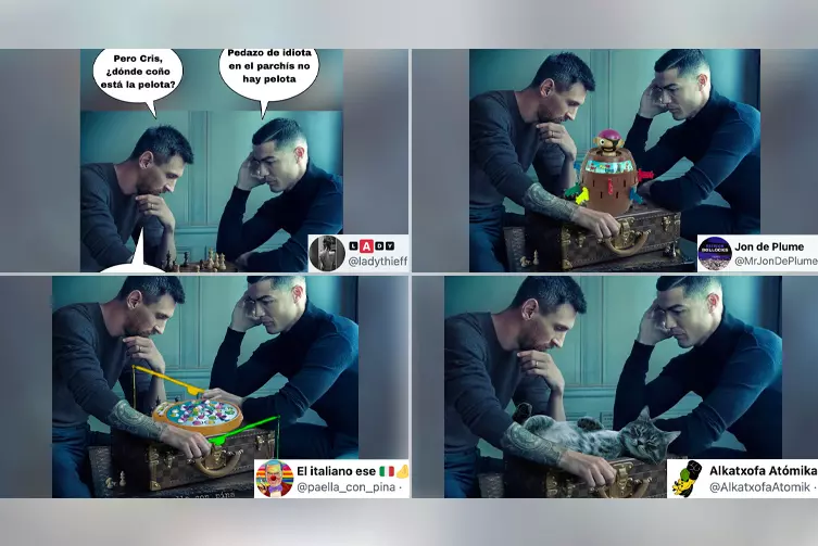 Messi and Ronaldo playing chess Meme Template (Green Screen