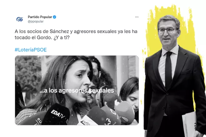 Imagen combinada de un tuit del PP con una fotografía de Alberto Núñez Feijó. — Twitter / Europa Press