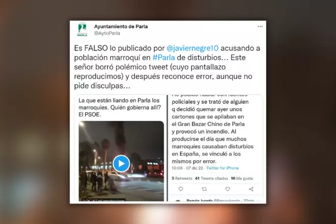 Imagen de un tuit del Ayuntamiento de Parla. —Twitter