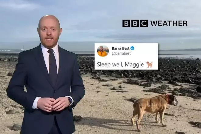 "Duerme bien, Maggie" El hombre del tiempo de la BBC emociona al dedicar el comienzo de su sección a su perrita fallecida