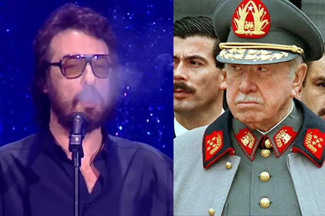 Imagen combinada del cómico catalán Eugenio y del dictador de Chile Augusto Pinochet. — YouTube / AFP