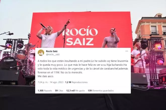 'Collage' con una imagen de Rocío Saiz y la denuncia de la cantante