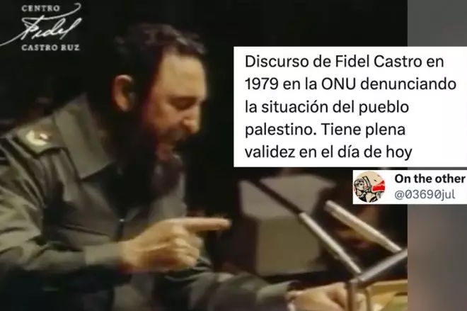 Fidel Castro habla sobre Israel y Palestina en un discurso ante la ONU en 1979.