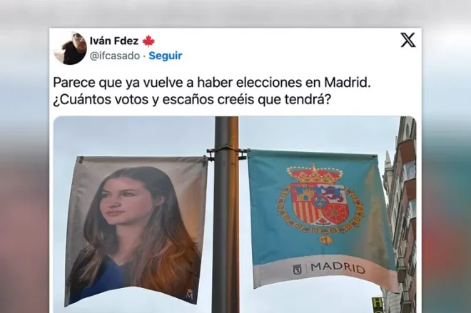 Un tuit muestra uno de los carteles de la princesa Leonor por las calles de Madrid.