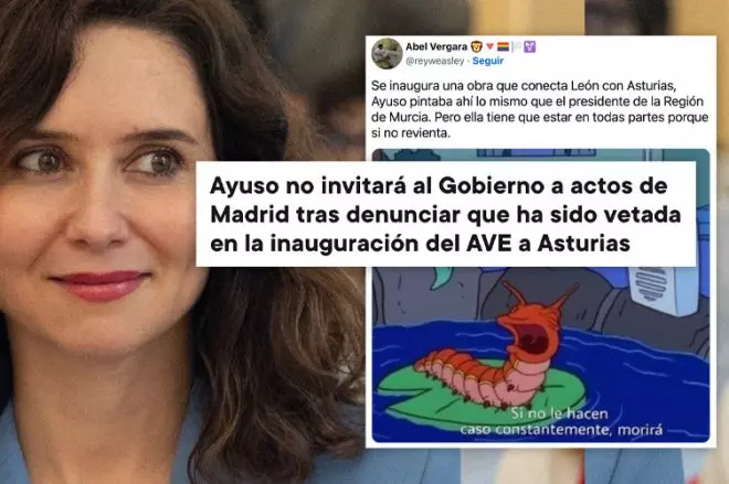 Ayuso veta a Sánchez por no haber sido invitada a la inauguración del AVE de León a Asturias.