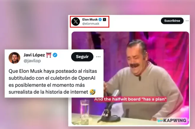 El tuit de Elon Musk con el risitas que ha sorprendido en todo el mundo.