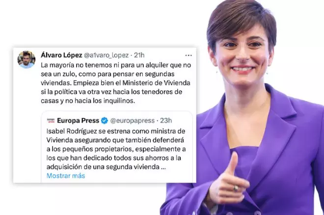 Críticas a la nueva ministra de Vivienda, Isabel Rodríguez, por su primer discurso.