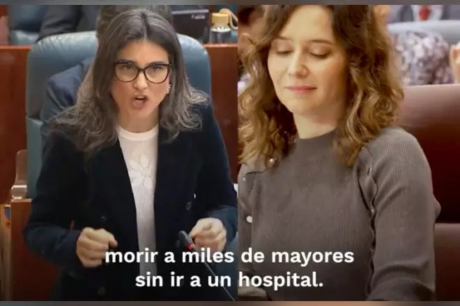 Manuela Bergerot e Isabel Díaz Ayuso en la Asamblea de Madrid.