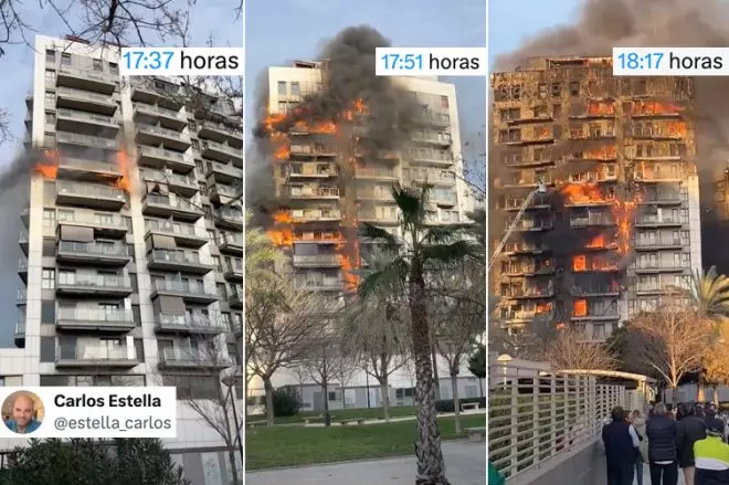 Cronología del incendio en València, en un hilo del tuitero @estella_carlos
