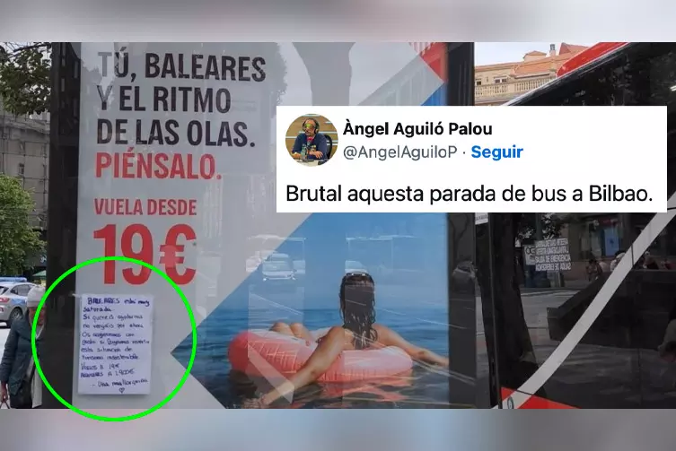 "Si queréis ayudarnos no vengáis": el ruego de una mallorquina sobre el turismo masivo en una parada de bus de Bilbao
