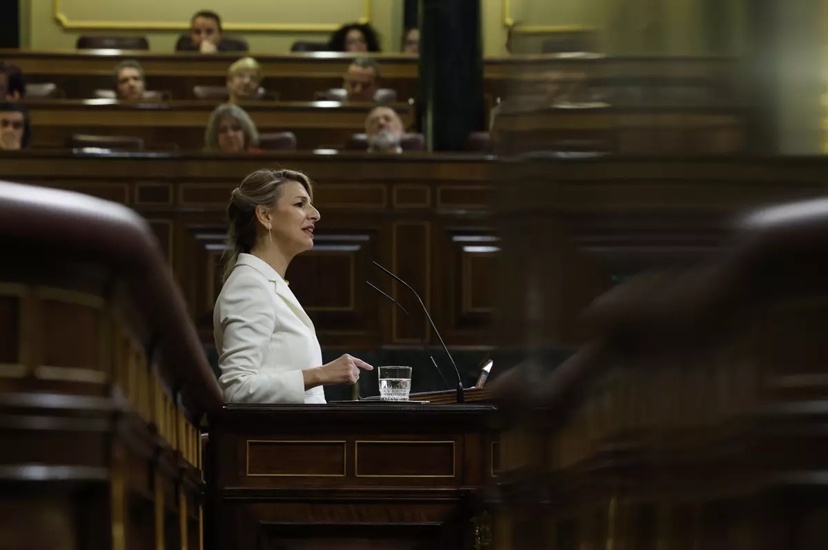 Yolanda Díaz durante una intervención en el Congreso. Imagen de archivo. — J.J. Guillén / EFE