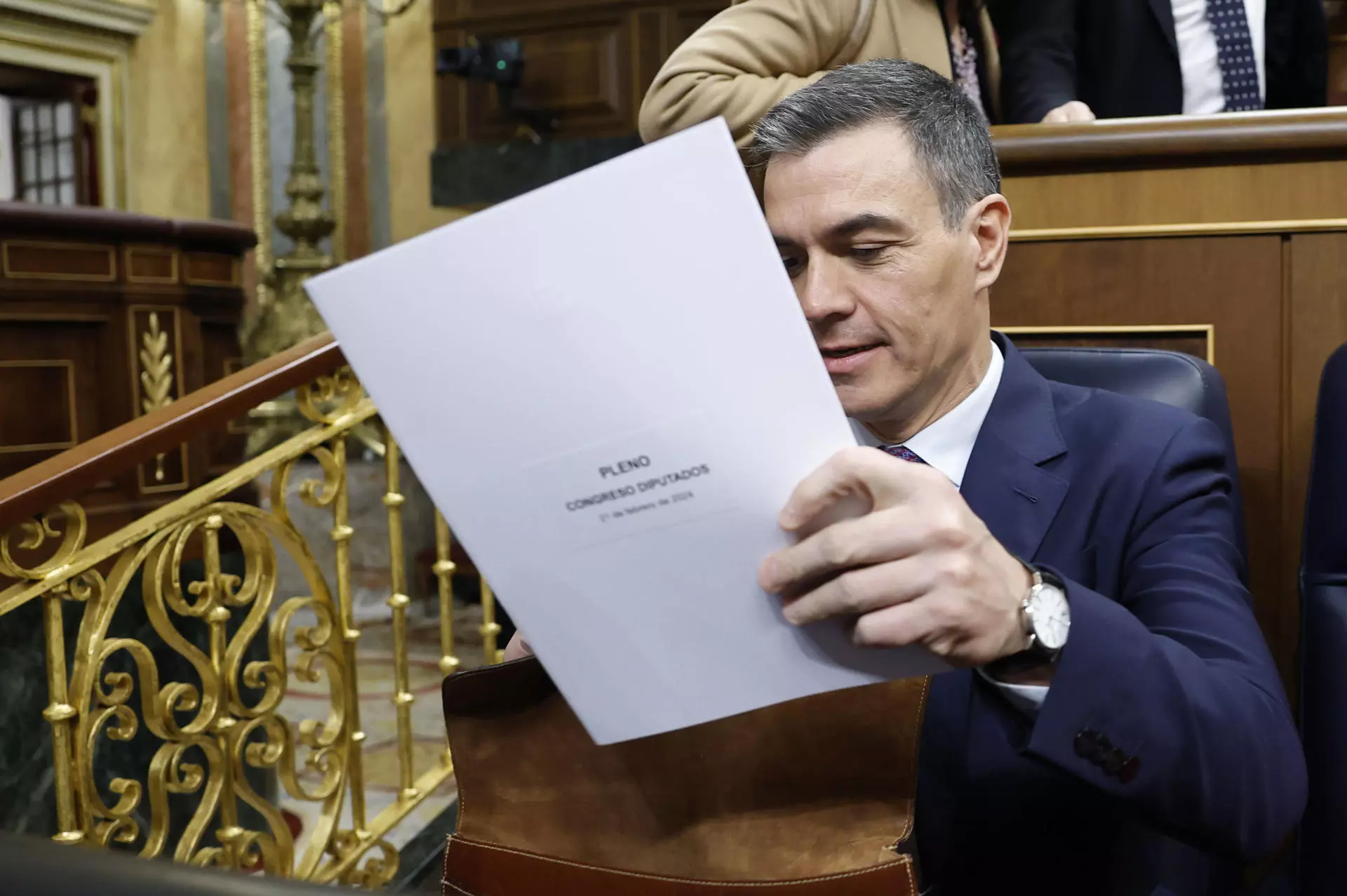 Pedro Sánchez, en el Congreso de los Diputados este 21 de febrero. — Chema Moya / EFE