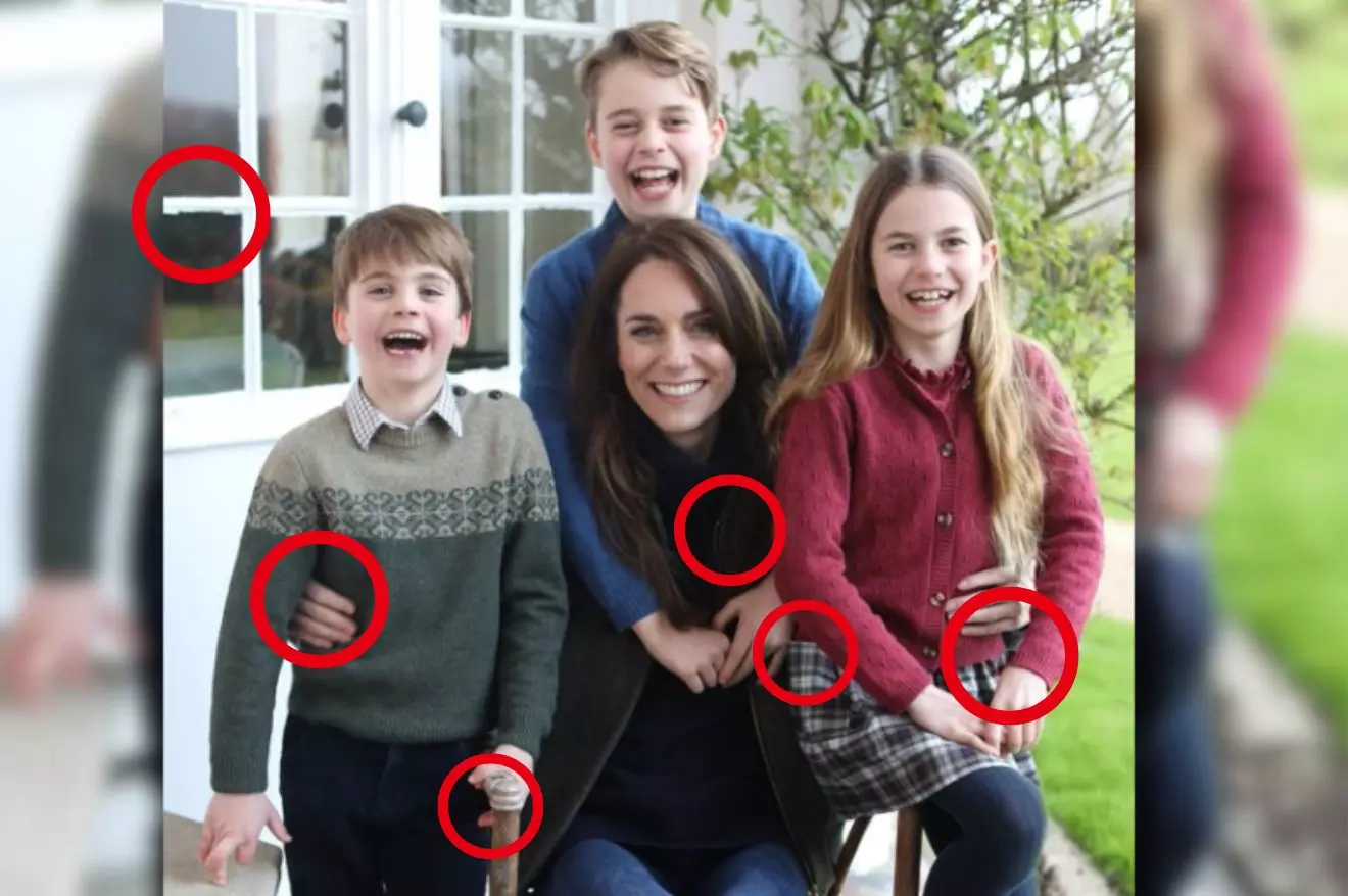Kate Middleton y sus tres hijos en la foto familiar manipulada que ha difundido este domingo la Casa Real británica. — Kensington Palace