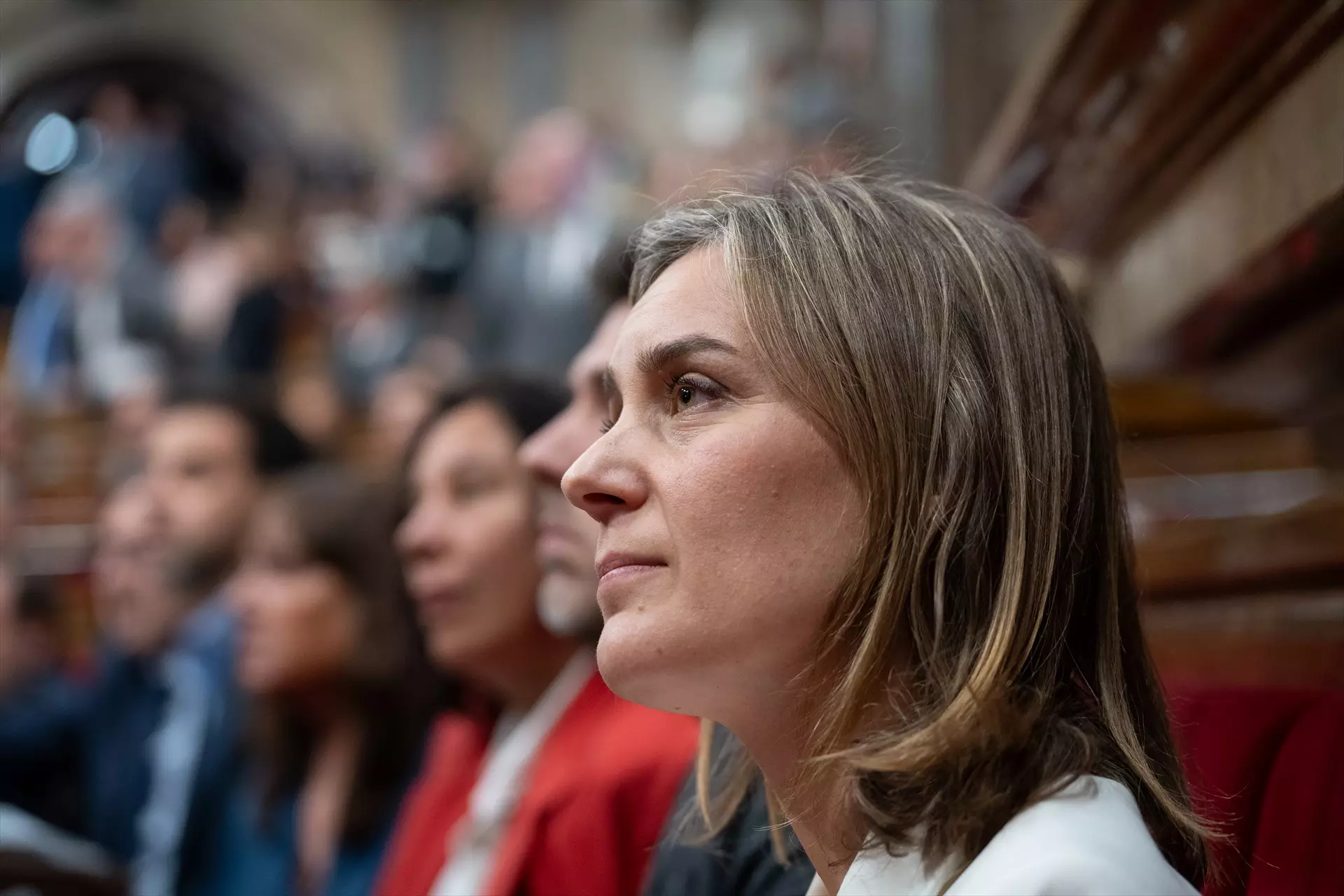 La líder de los Comuns en el Parlament, Jéssica Albiach, durante el pleno del debate a la totalidad de Presupuestos en el Parlament, a 13 de marzo de 2024. — David Zorrakino / Europa Press