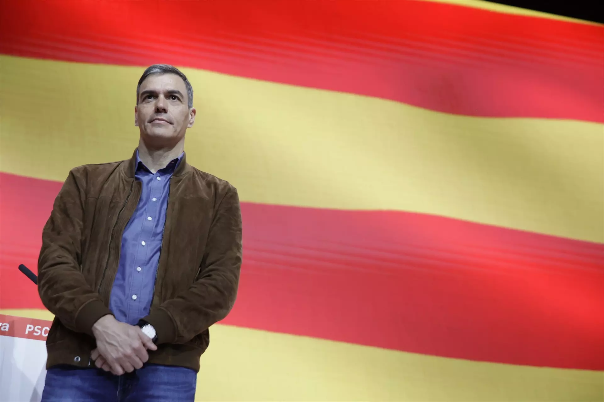 Pedro Sánchez, durante un acto en Catalunya en el que participó junto al candidato del PSC a las elecciones catalanas, Salvador Illa. — Kike Rincón / Europa Press