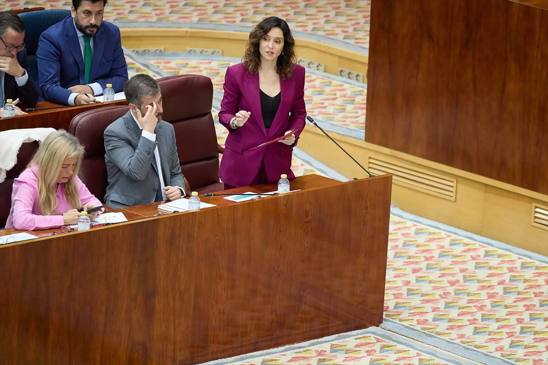 La presidenta de la Comunidad de Madrid, Isabel Díaz Ayuso, este jueves en la Asamblea de Madrid. — Jesús Hellín / Europa Press