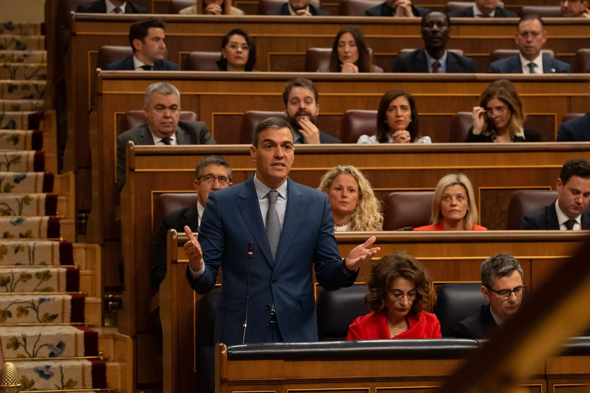 El presidente del Gobierno, Pedro Sánchez, interviene durante una sesión de control al Gobierno, en el Congreso de los Diputados, a 20 de marzo de 2024. — Gabriel Luengas / Europa Press