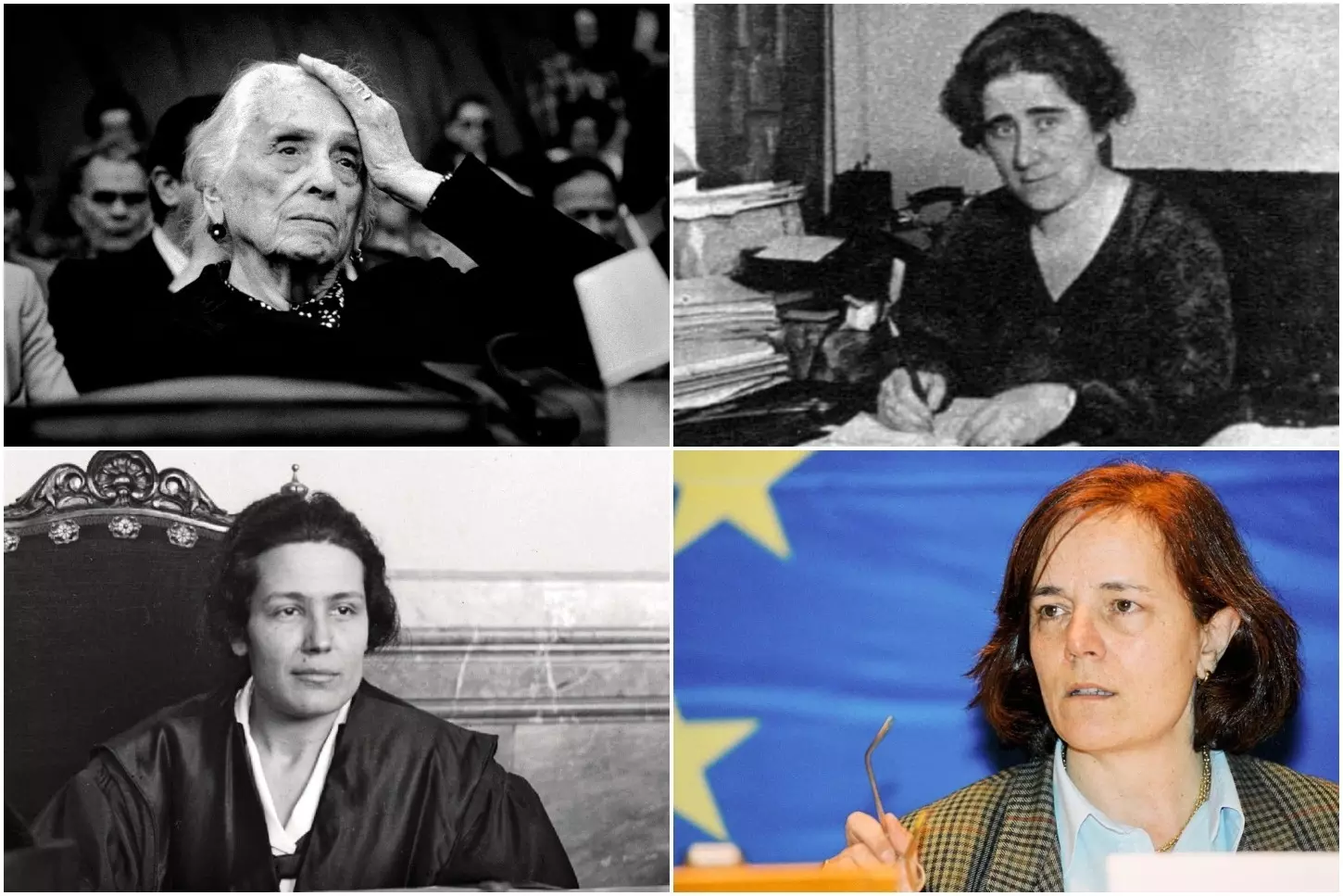De izquierda a derecha y dearriba a abajo, Dolores Ibárruri (La Pasionaria), Clara Campoamor, Victoria Kent y Loyola de Palacio. — PÚBLICO