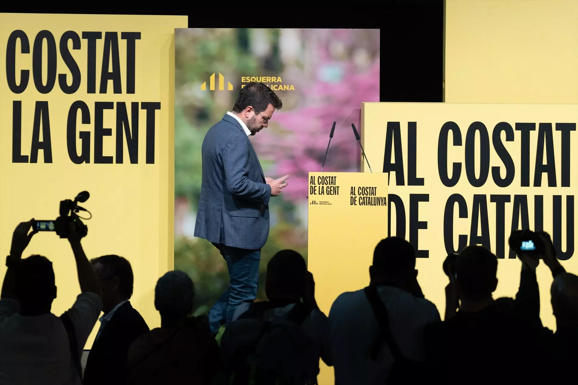 Pere Aragonès, en uno de los actos de campaña de estas elecciones catalanas. — David Zorrakino / Europa Press