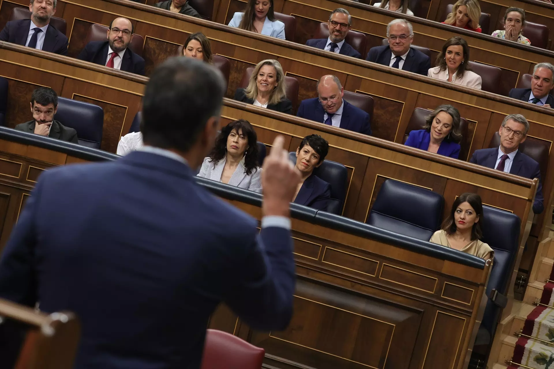 El presidente del Gobierno, Pedro Sánchez, interviene durante la sesión de control al Gobierno, en el Congreso de los Diputados, a 29 de mayo d. — Jesús Hellín / Europa Press