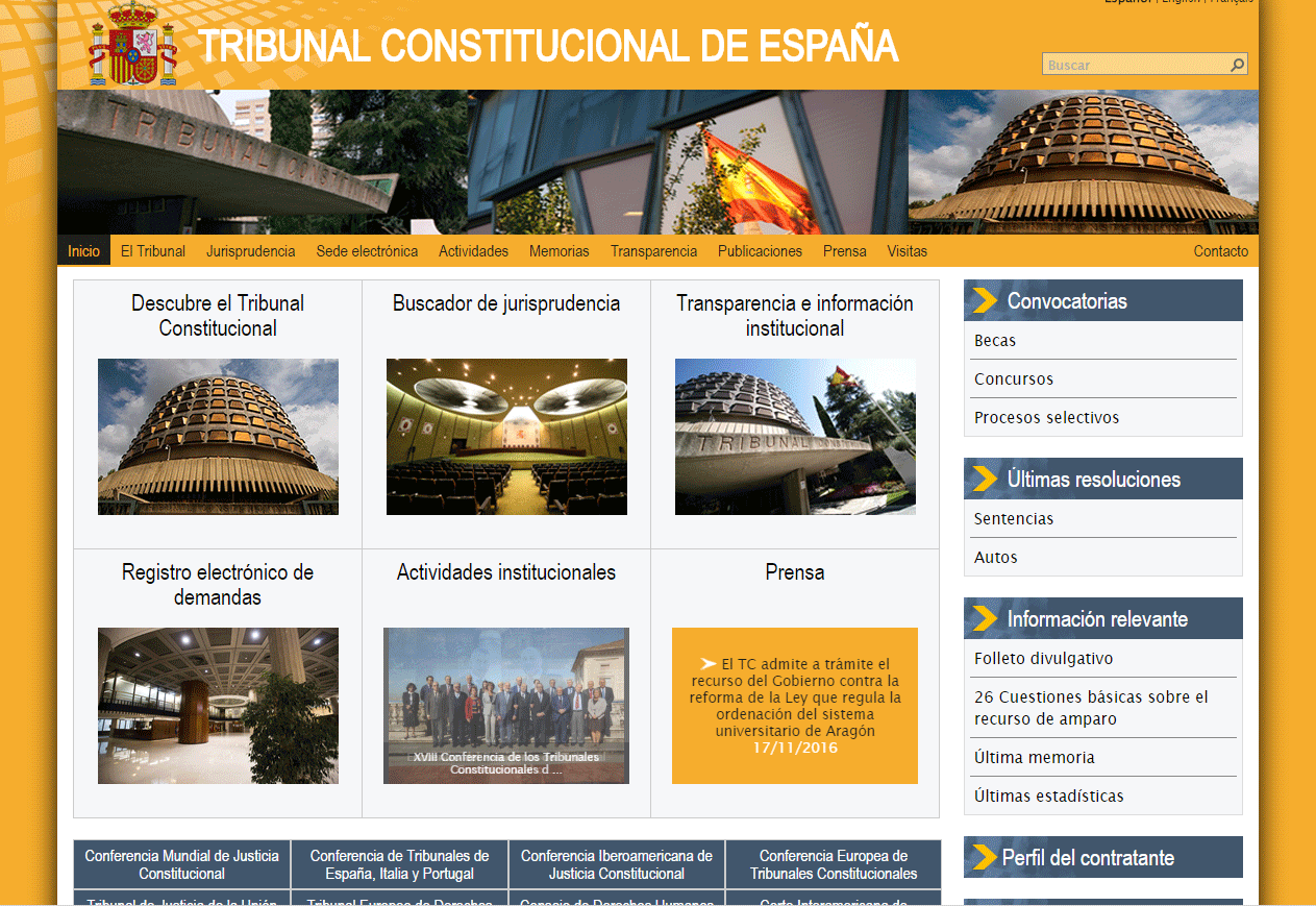 Nueva página web del Tribunal Constitucional.